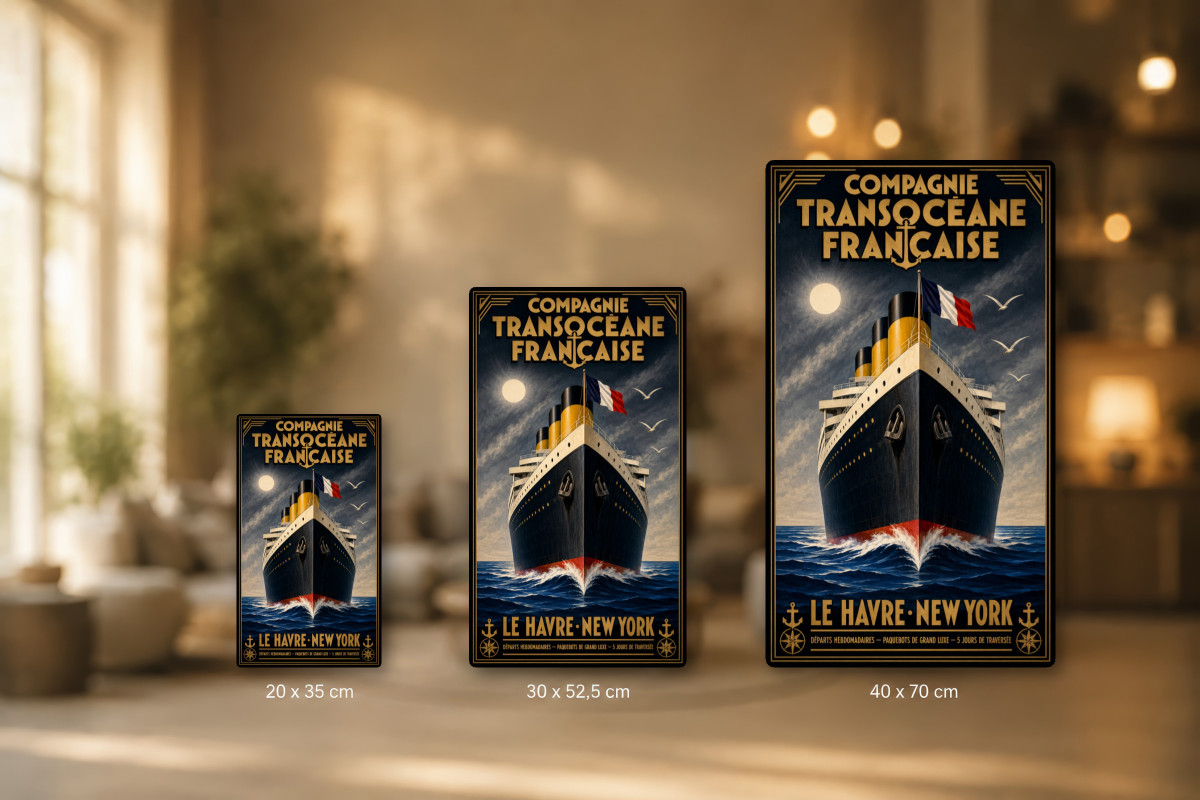 Plaques - décors mêlés #1, Affiche vintage paquebot - Compagnie Transocéane Française