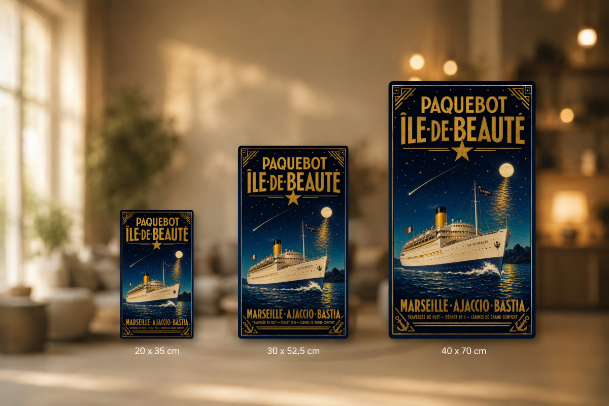 Plaques - décors mêlés #1, Affiche vintage paquebot - Paquebot Île-de-Beauté