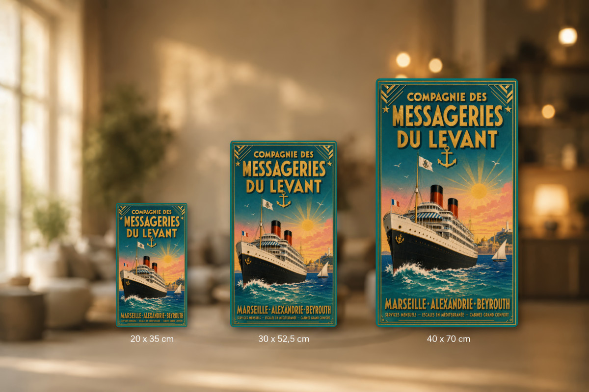 Plaques - décors mêlés #1, Affiche vintage paquebot - Compagnie des Messageries du Levant