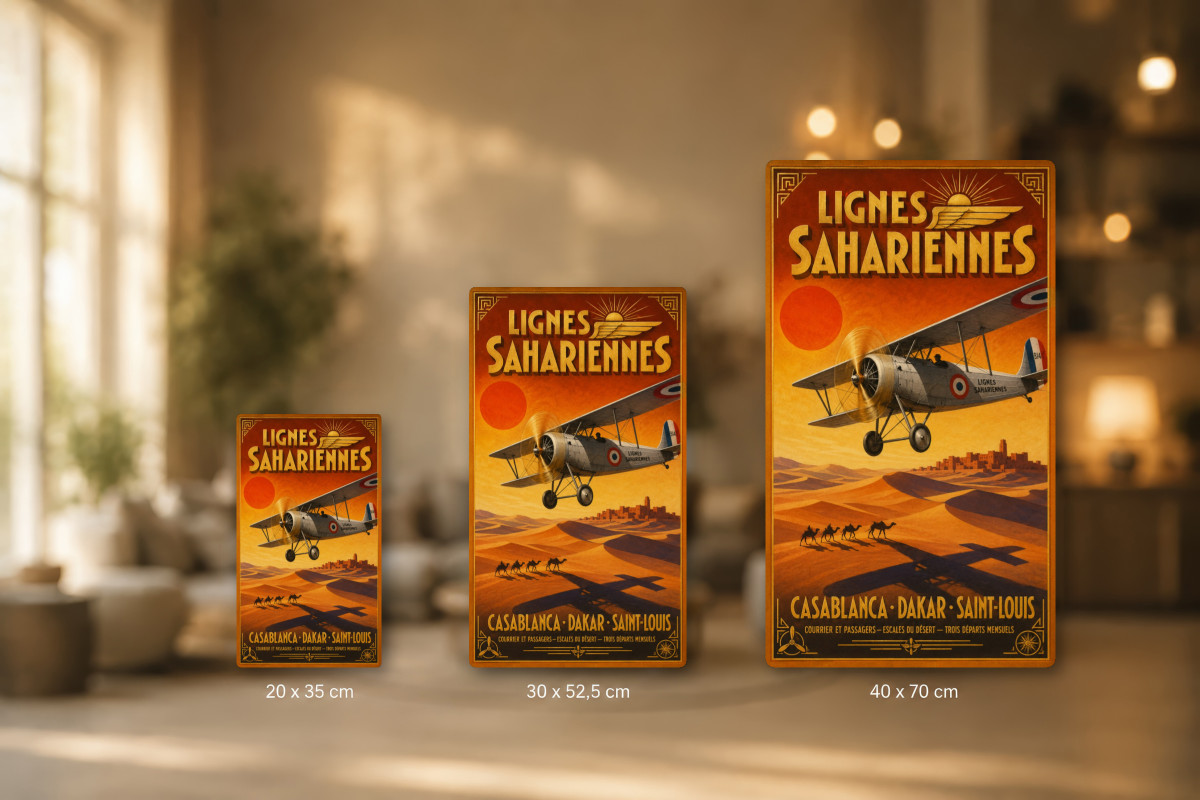 Plaques - décors mêlés #2, Affiche vintage aviation - Lignes Sahariennes