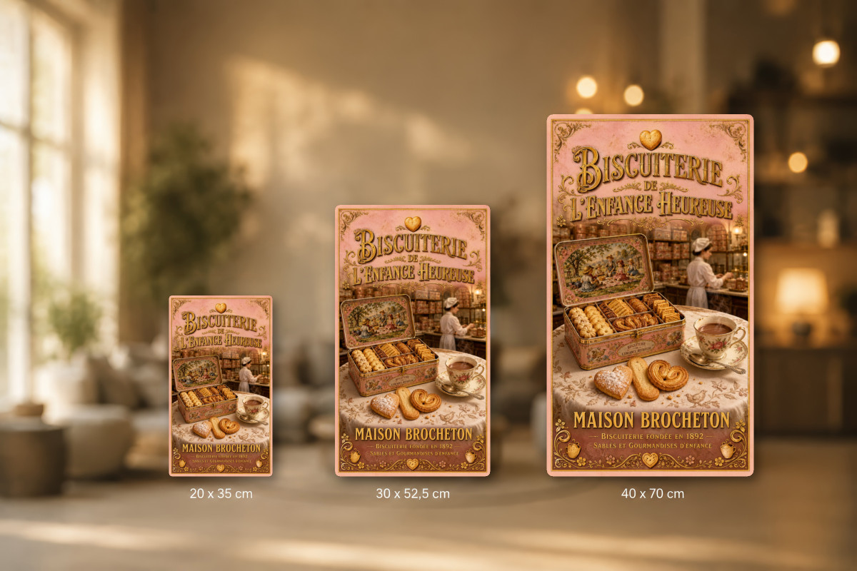 Plaques - décors mêlés #2, Affiche vintage goûter - Biscuiterie de l’Enfance Heureuse