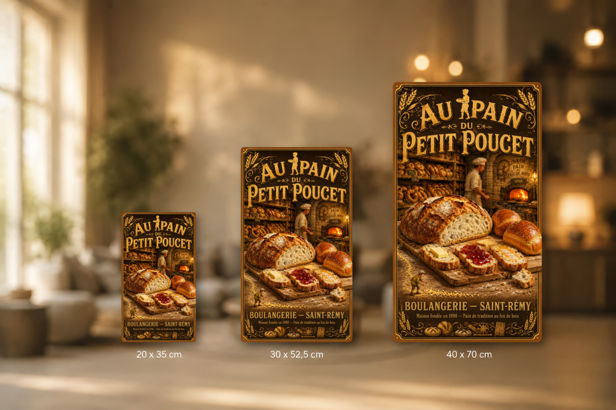 Plaques - décors mêlés #2, Affiche vintage goûter - Au Pain du Petit Poucet