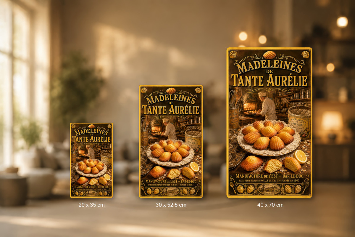 Plaques - décors mêlés #2, Affiche vintage goûter - Madeleines de Tante Aurélie