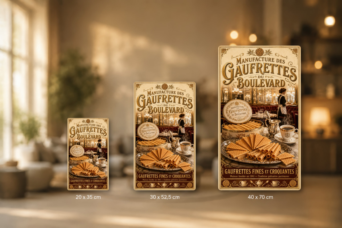Plaques - décors mêlés #2, Affiche vintage goûter - Manufacture des Gaufrettes du Boulevard