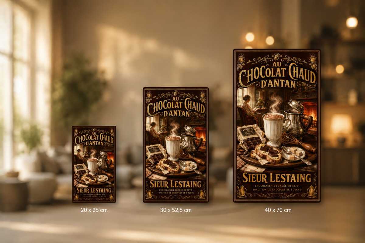Plaques - décors mêlés #2, Affiche vintage goûter - Au Chocolat Chaud d’Antan