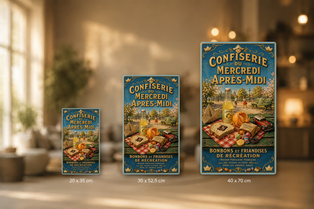 Plaques - décors mêlés #2, Affiche vintage goûter - Confiserie du Mercredi Après-Midi