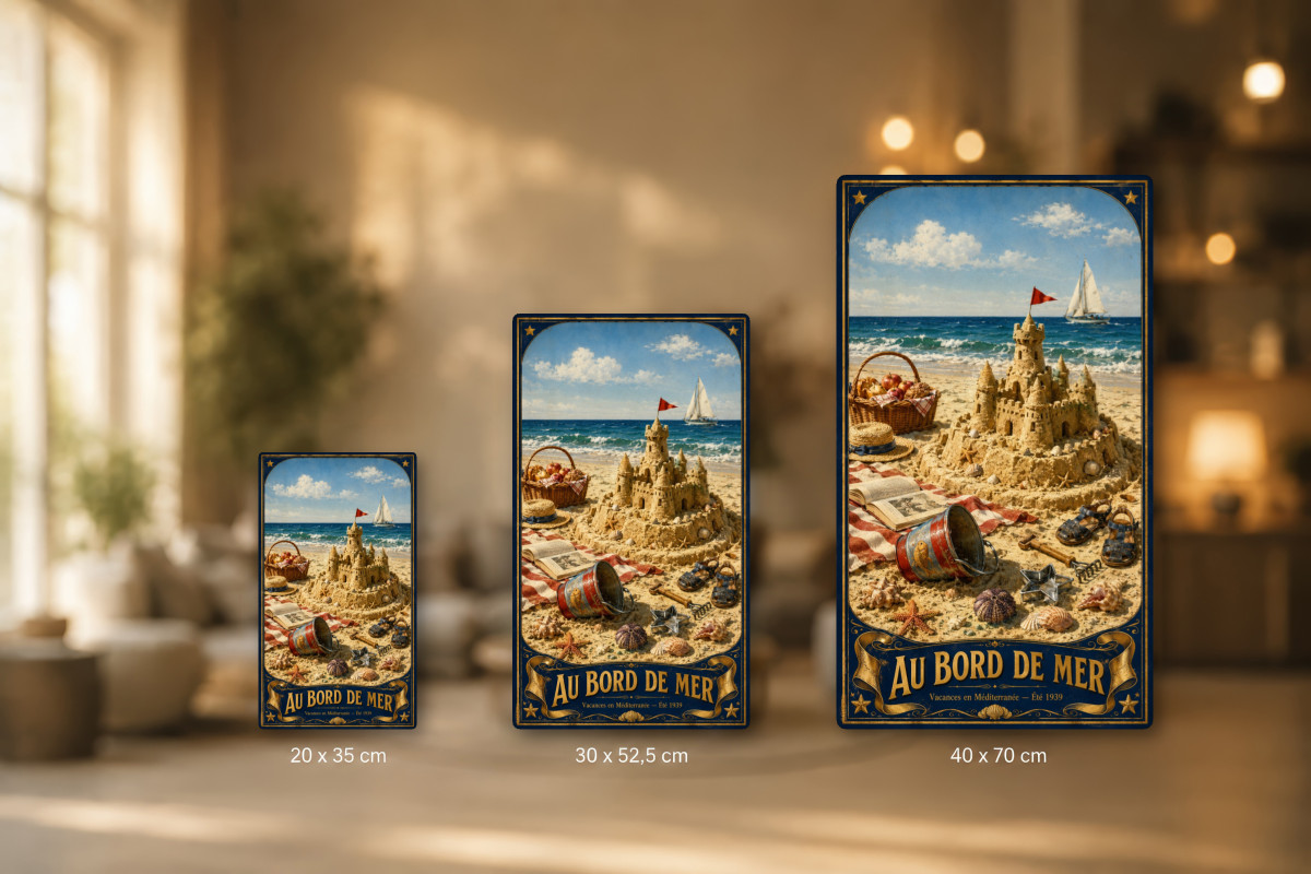 Plaques - décors mêlés #2, Affiche vintage enfance - Au Bord de Mer