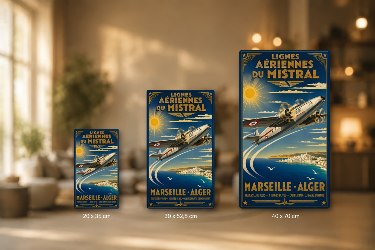 Plaques - décors mêlés #2, Affiche vintage aviation - Lignes Aériennes du Mistral