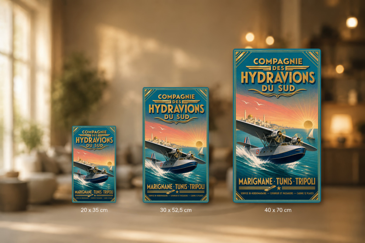 Plaques - décors mêlés #2, Affiche vintage aviation - Compagnie des Hydravions du Sud