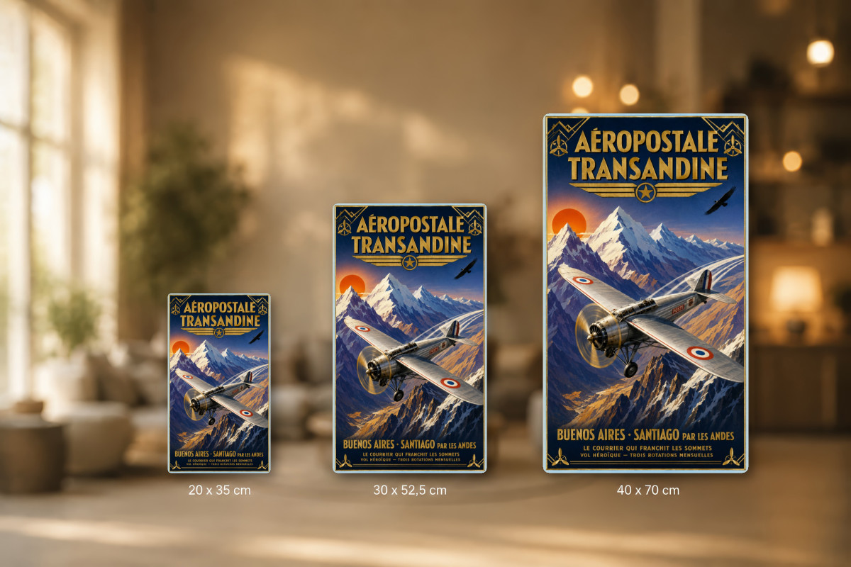 Plaques - décors mêlés #2, Affiche vintage aviation - Aéropostale Transandine
