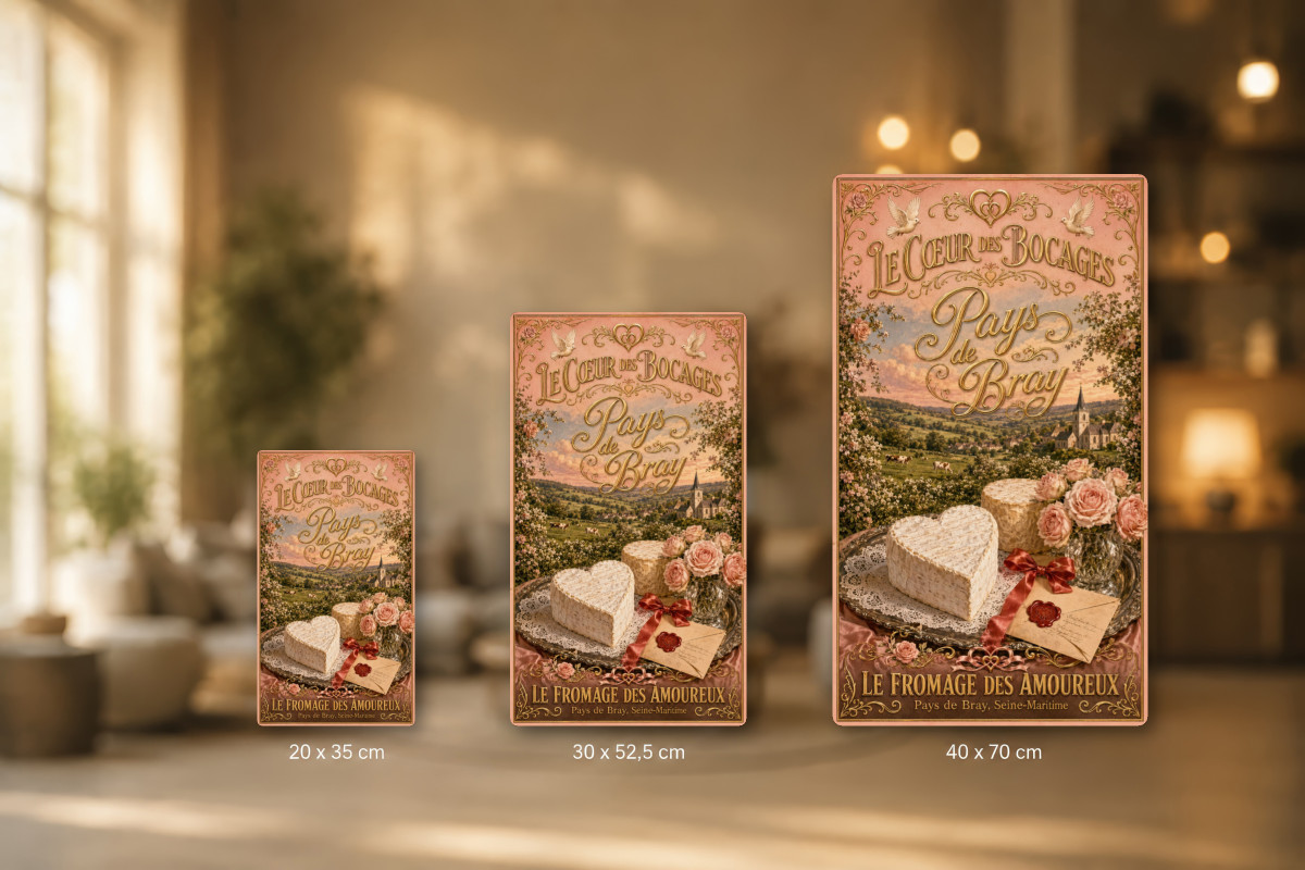 Plaques - décors mêlés #3, Affiche vintage fromage - Le Cœur des Bocages - Pays de Bray