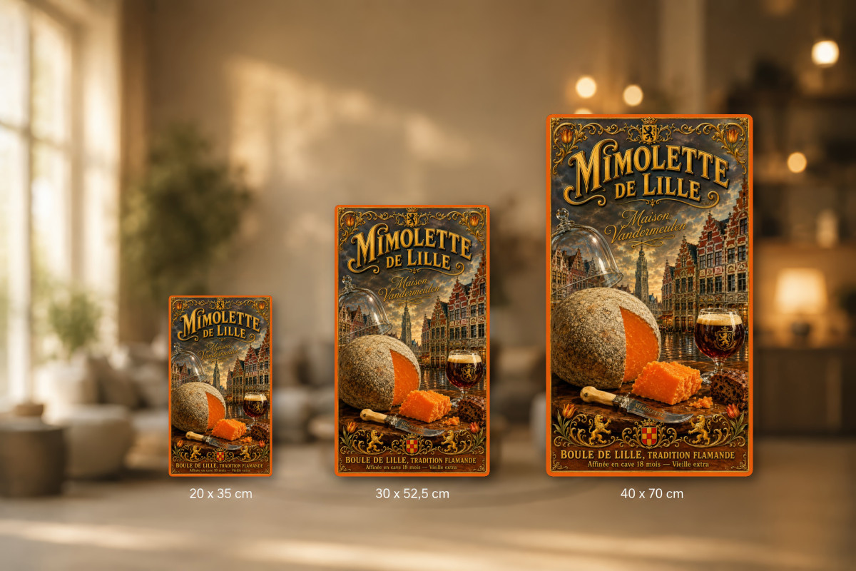 Plaques - décors mêlés #3, Affiche vintage fromage - Mimolette de Lille « Maison Vandermeulen »