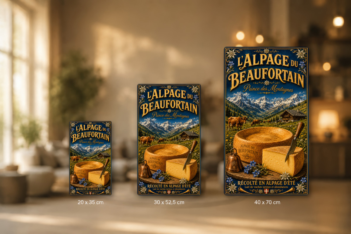 Plaques - décors mêlés #3, Affiche vintage fromage - L'Alpage du Beaufortain - Prince des Montagnes