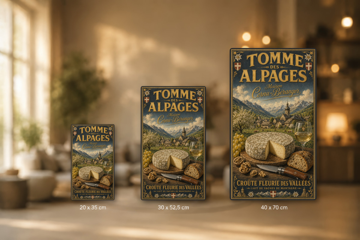 Plaques - décors mêlés #3, Affiche vintage fromage - Maison Cornu-Béranger - Tomme des Alpages