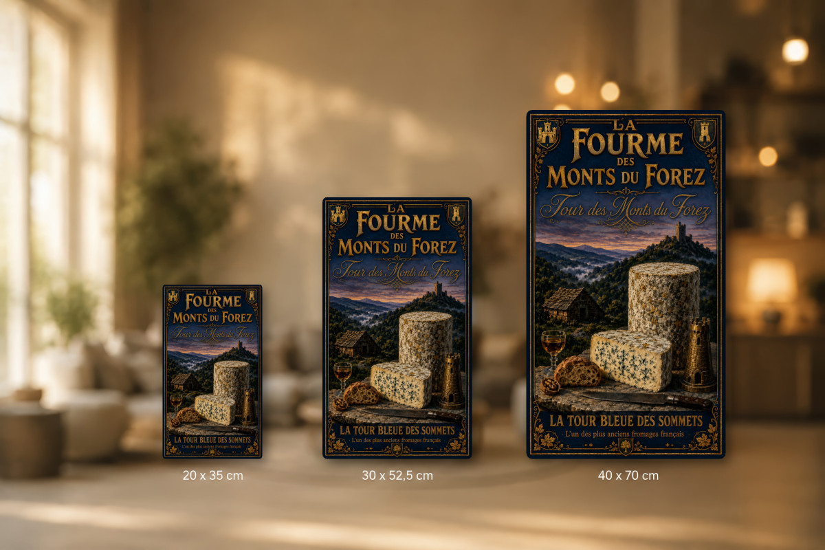 Plaques - décors mêlés #3, Affiche vintage fromage - La Fourme des Monts du Forez