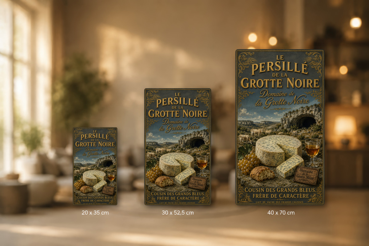 Plaques - décors mêlés #3, Affiche vintage fromage - Le Persillé de la Grotte Noire