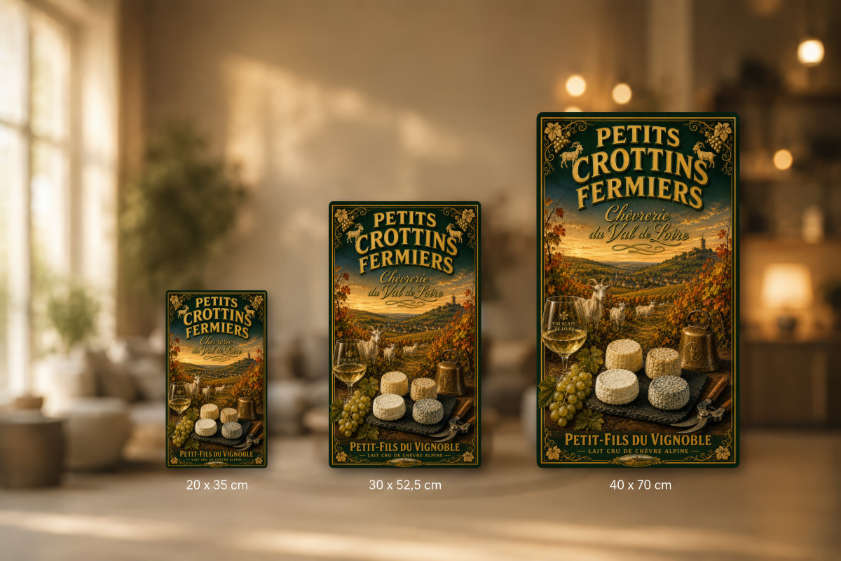 Plaques - décors mêlés #3, Affiche vintage fromage - Chèvrerie du Val de Loire - Petits Crottins Fermiers