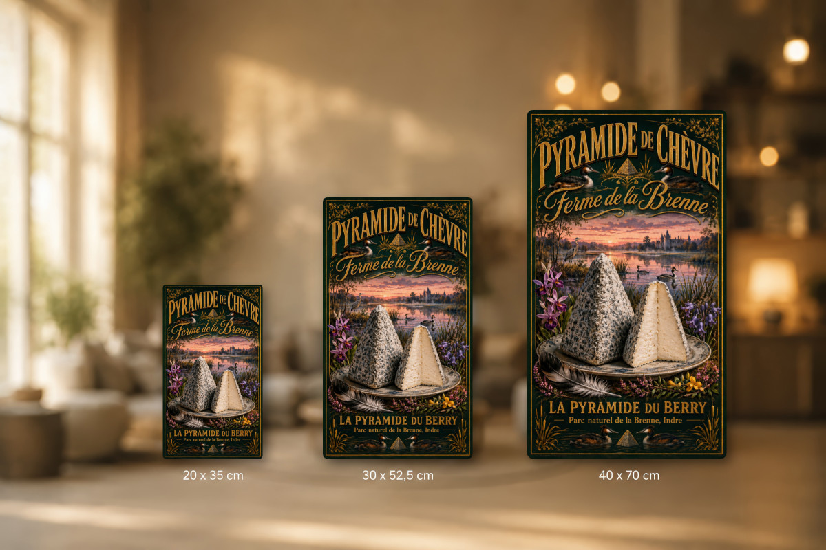 Plaques - décors mêlés #3, Affiche vintage fromage - Ferme de la Brenne - La Pyramide du Berry
