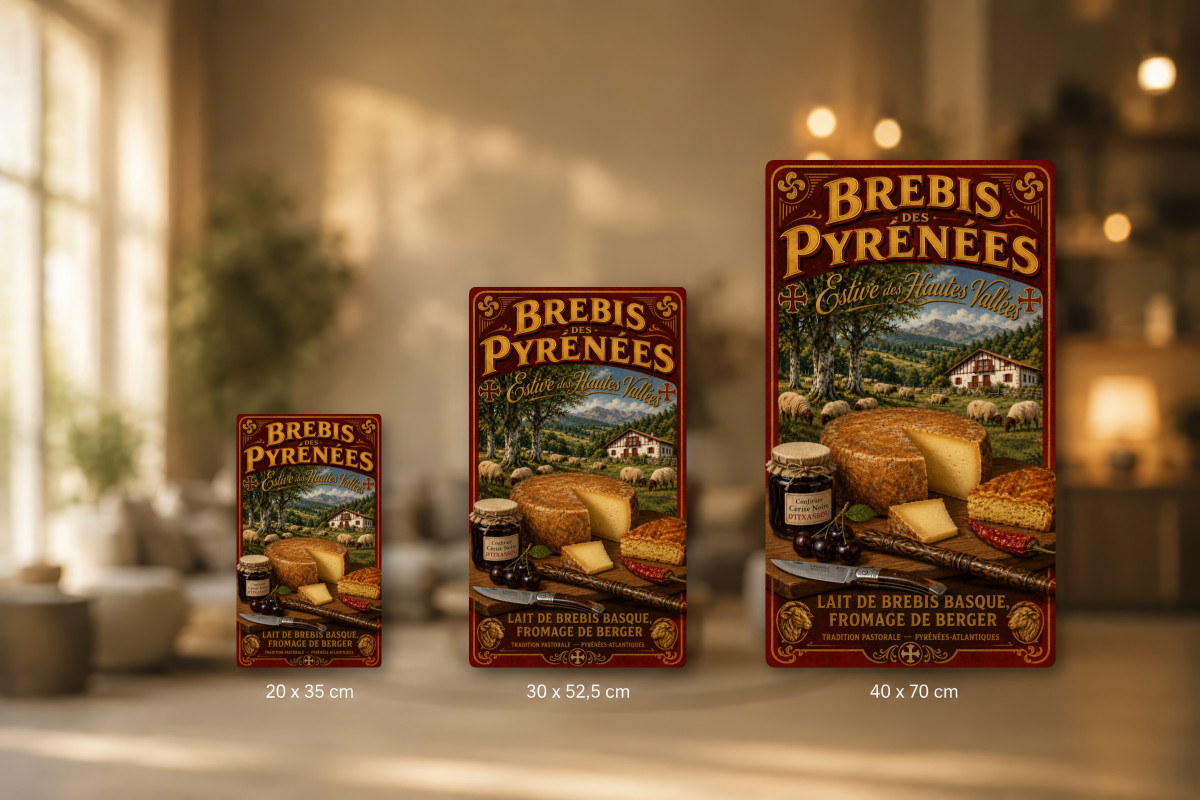 Plaques - décors mêlés #3, Affiche vintage fromage - Estive des Hautes Vallées - Brebis des Pyrénées