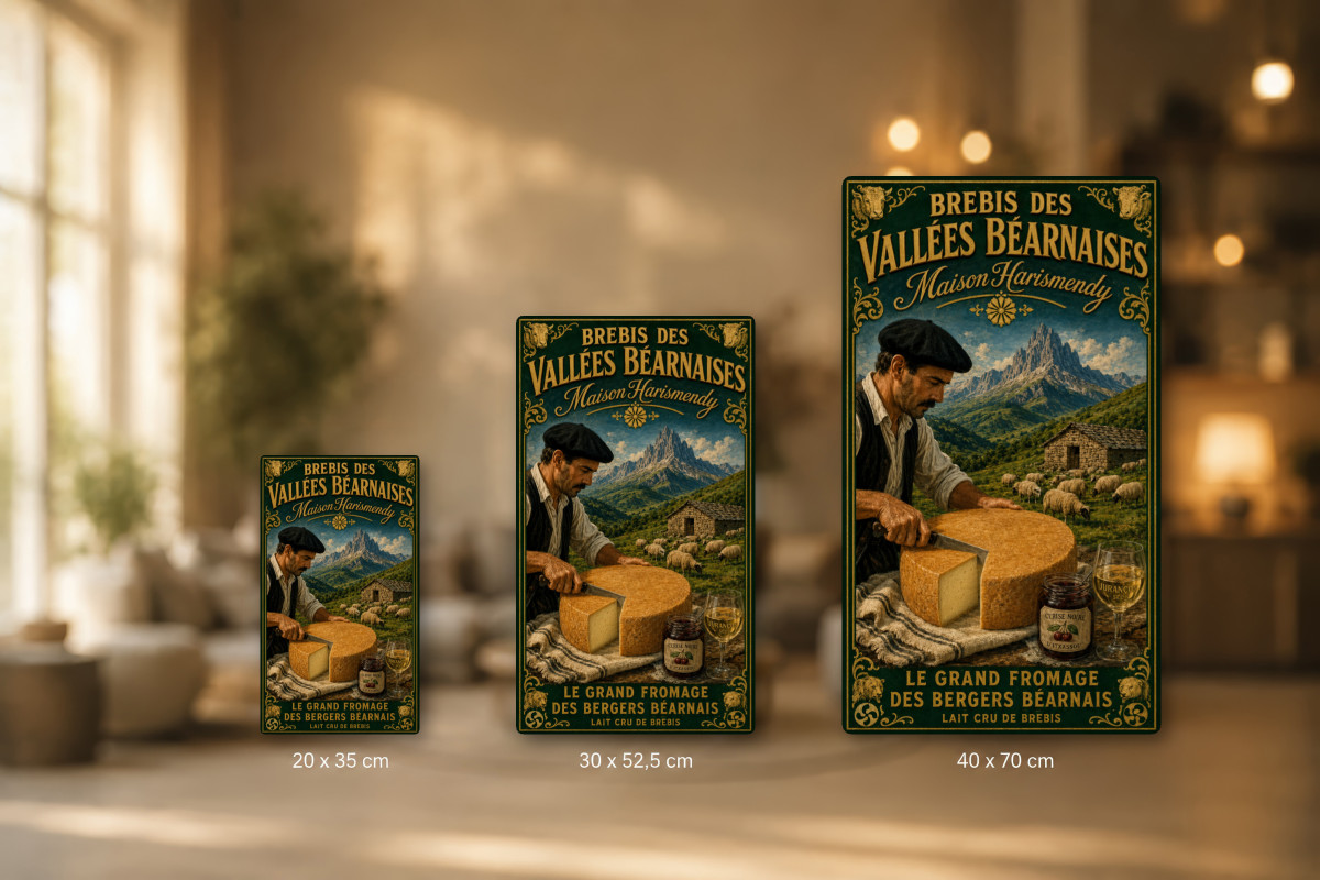 Plaques - décors mêlés #3, Affiche vintage fromage - Maison Harismendy - Brebis des Vallées Béarnaises