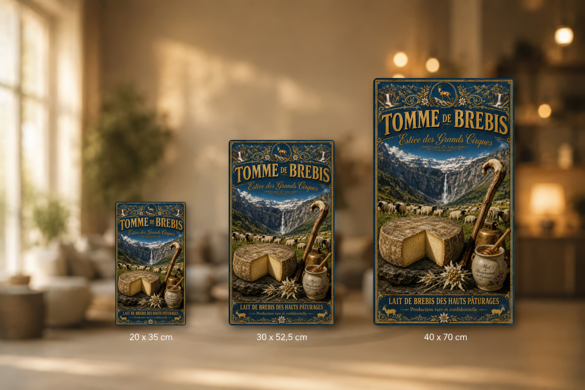 Plaques - décors mêlés #3, Affiche vintage fromage - Estive des Grands Cirques - Tomme de Brebis