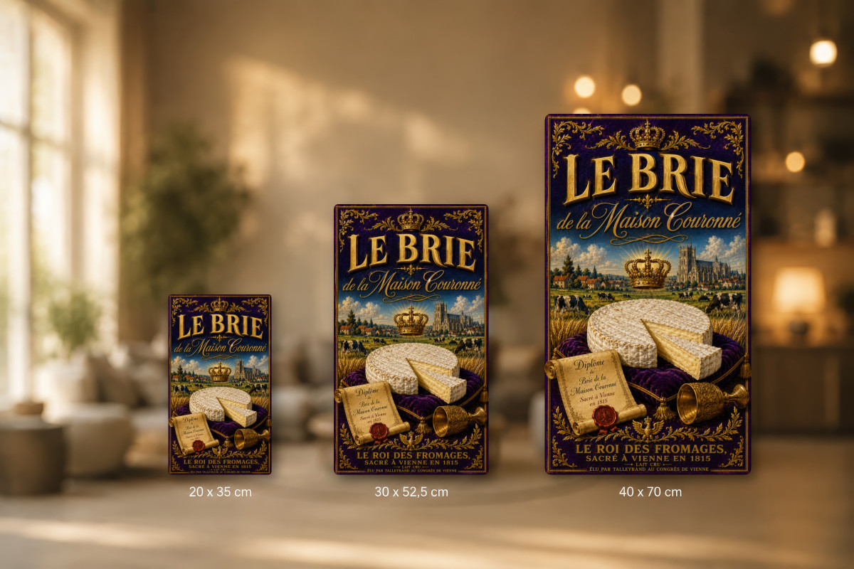 Plaques - décors mêlés #3, Affiche vintage fromage - Le Brie de la Maison Couronné