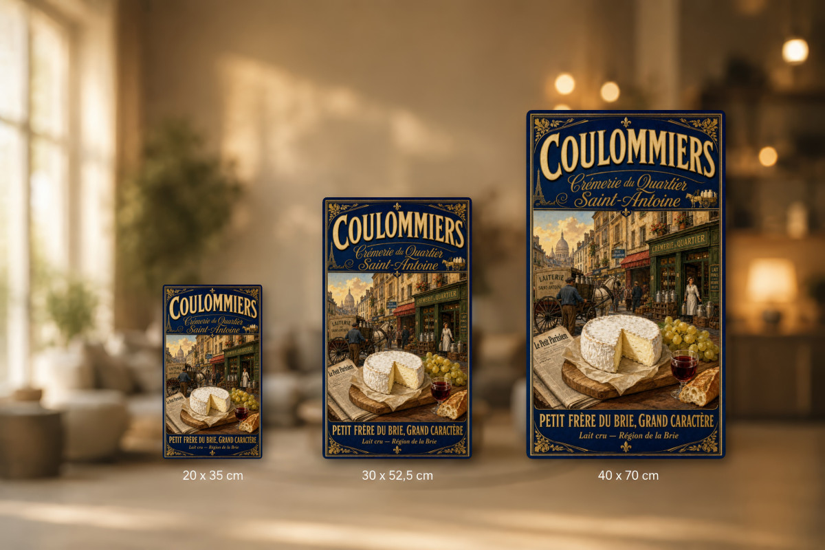 Plaques - décors mêlés #3, Affiche vintage fromage - Coulommiers « Crémerie du Quartier Saint-Antoine »
