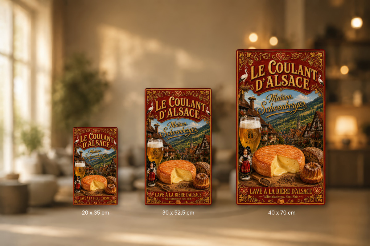 Plaques - décors mêlés #3, Affiche vintage fromage - Le Coulant d’Alsace - Maison Schoenberger