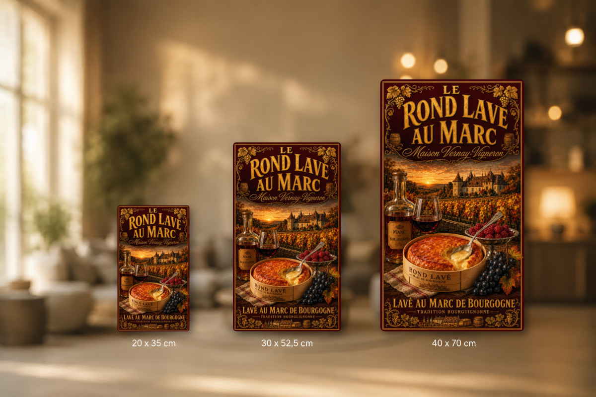 Plaques - décors mêlés #3, Affiche vintage fromage - Le Rond Lavé au Marc - Maison Vernay-Vigneron