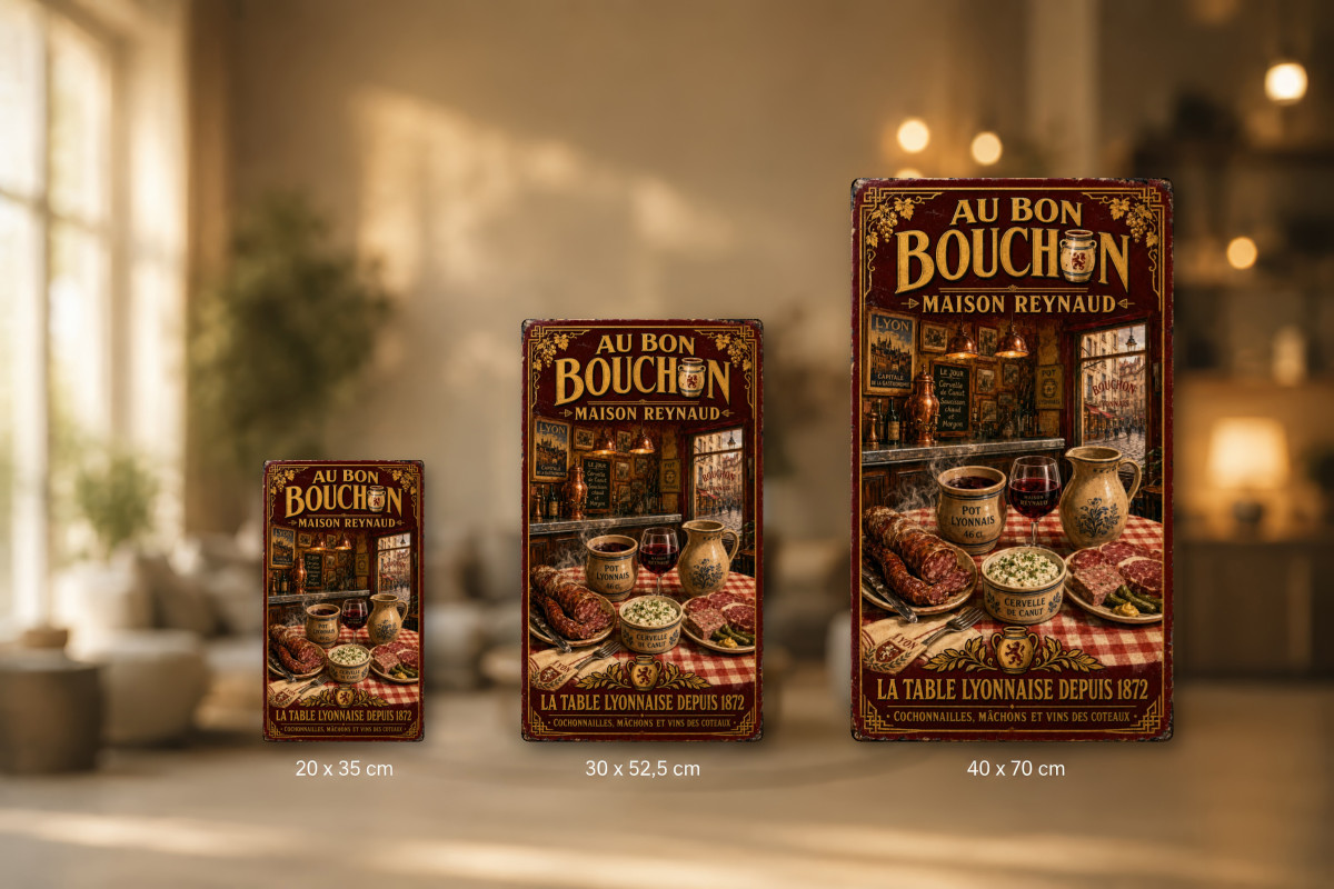 Plaques - décors mêlés #4, Affiche vintage Lyon - Au Bon Bouchon - Maison Reynaud