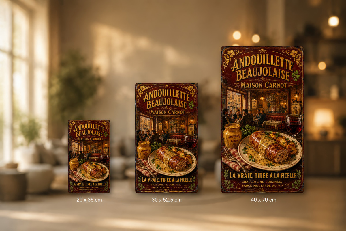 Plaques - décors mêlés #4, Affiche vintage Lyon - Andouillette Beaujolaise - Maison Carnot