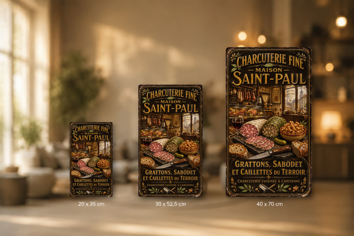 Plaques - décors mêlés #4, Affiche vintage Lyon - Charcuterie Fine - Maison Saint-Paul