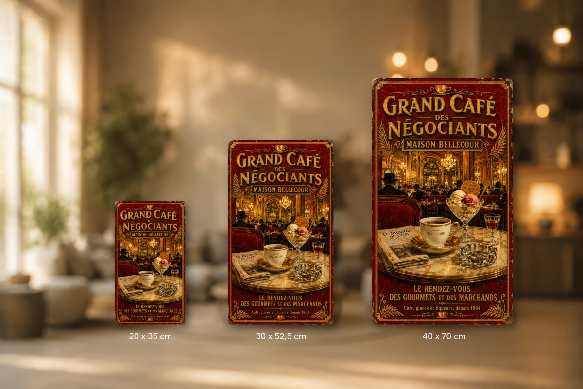 Plaques - décors mêlés #4, Affiche vintage Lyon - Grand Café des Négociants - Maison Bellecour