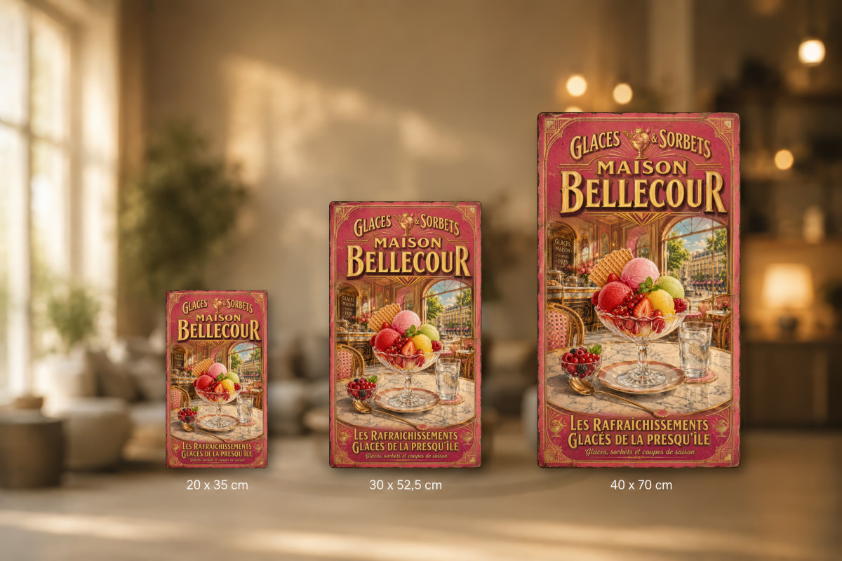 Plaques - décors mêlés #4, Affiche vintage Lyon - Glaces & Sorbets - Maison Bellecour