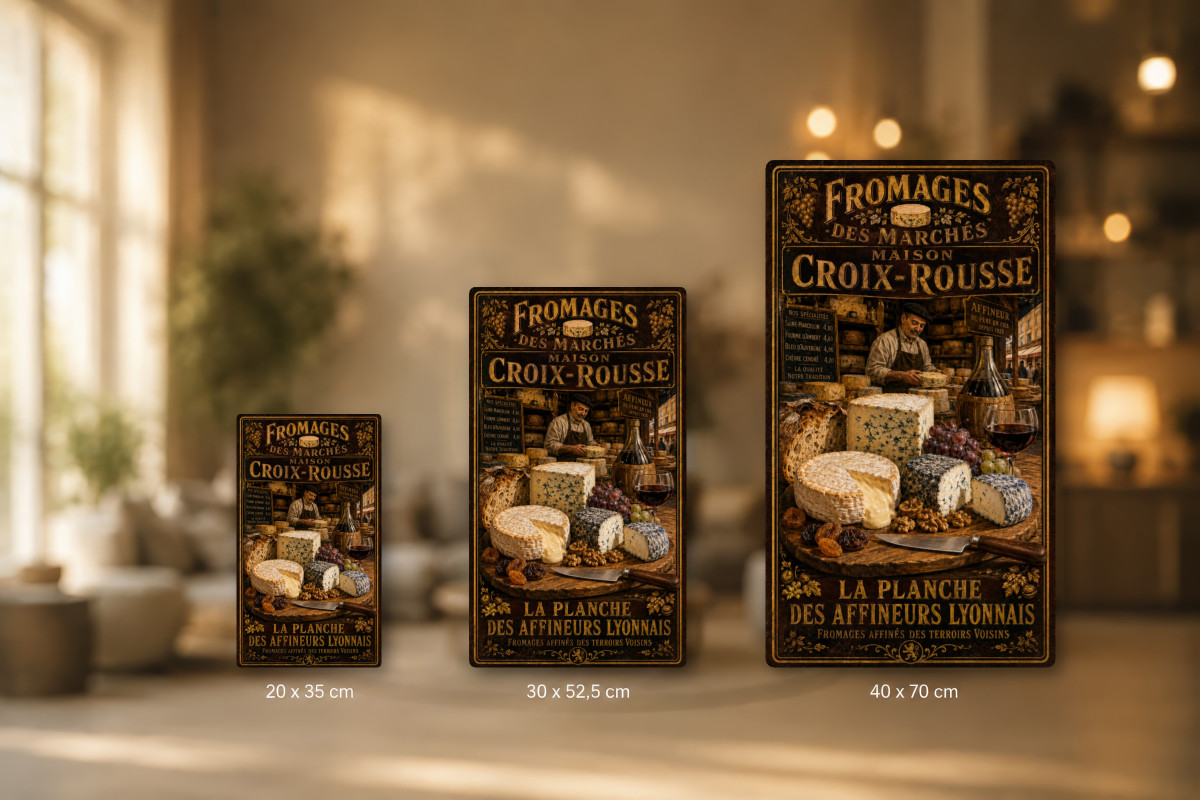 Plaques - décors mêlés #4, Affiche vintage Lyon - Fromages des Marchés - Maison Croix-Rousse