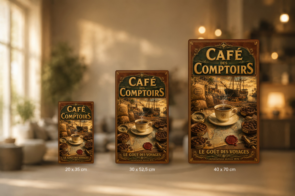 Plaques - décors mêlés #4, Affiche vintage café - Café des Comptoirs