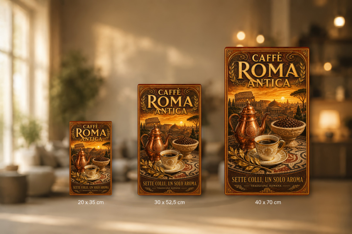 Plaques - décors mêlés #4, Affiche vintage café - Caffè Roma Antica