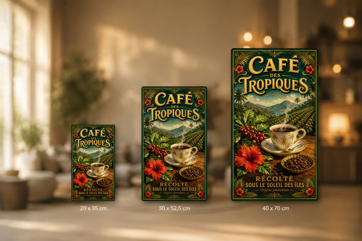 Plaques - décors mêlés #4, Affiche vintage café - Café des Tropiques
