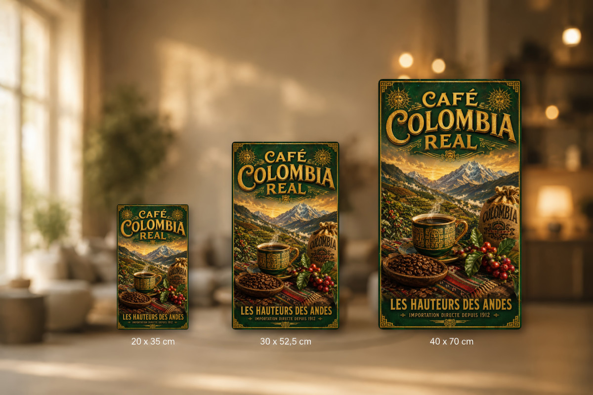 Plaques - décors mêlés #4, Affiche vintage café - Café Colombia Real
