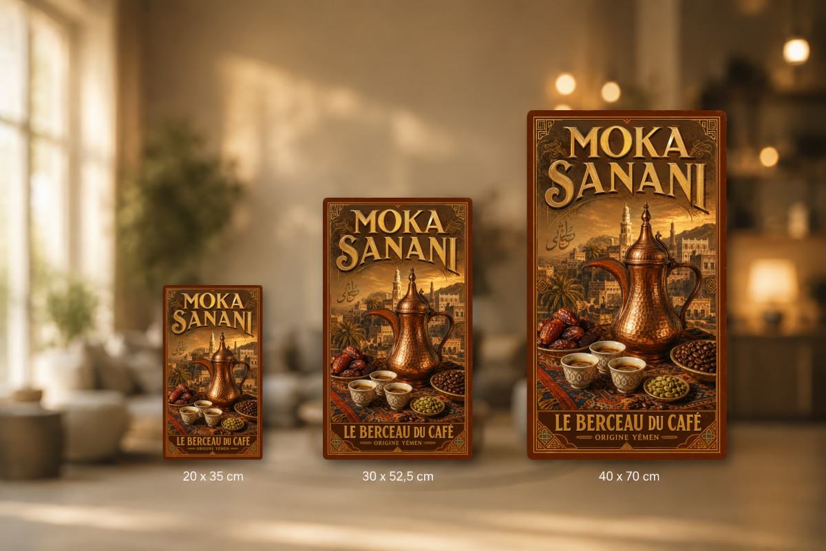 Plaques - décors mêlés #4, Affiche vintage café - Moka Sanani