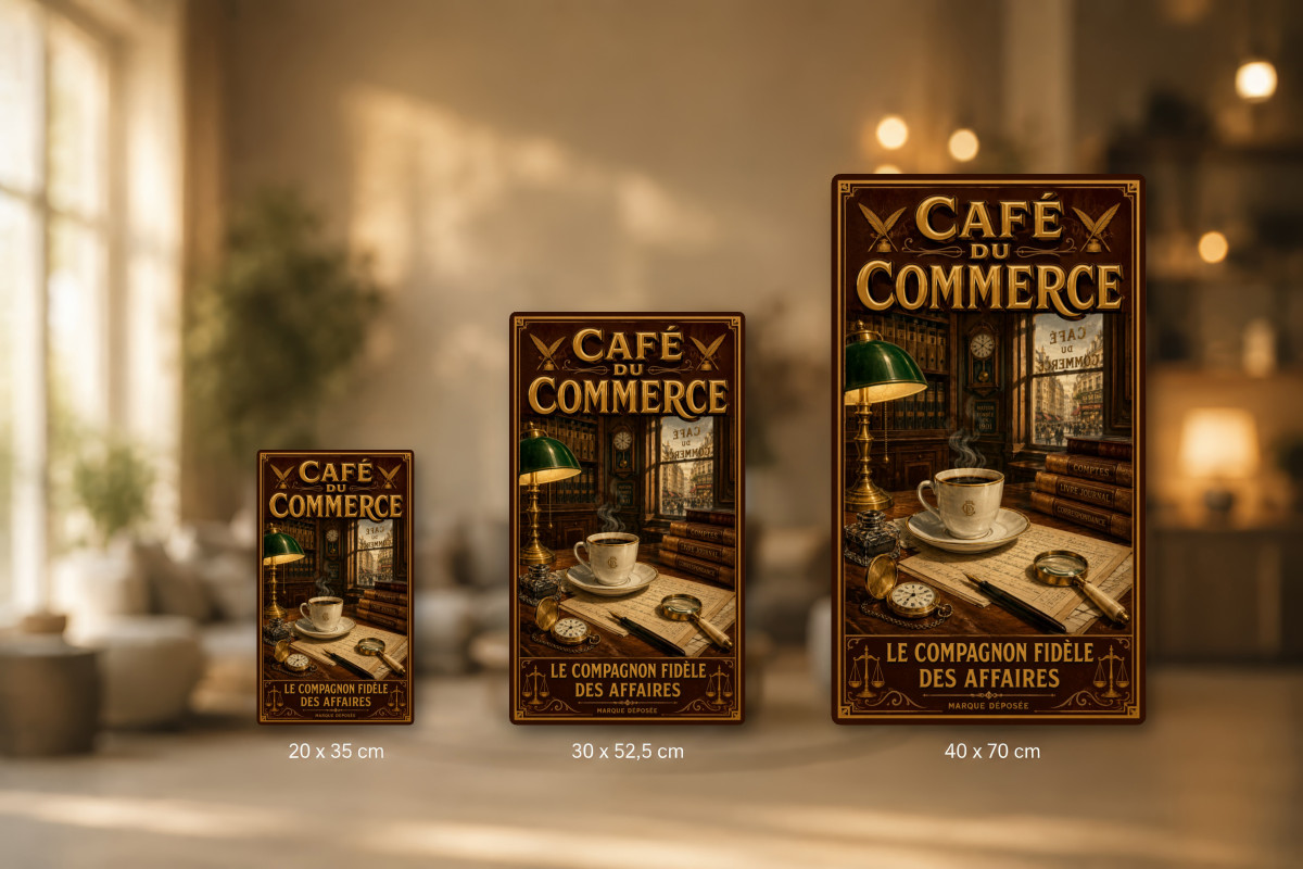 Plaques - décors mêlés #4, Affiche vintage café - Café du Commerce