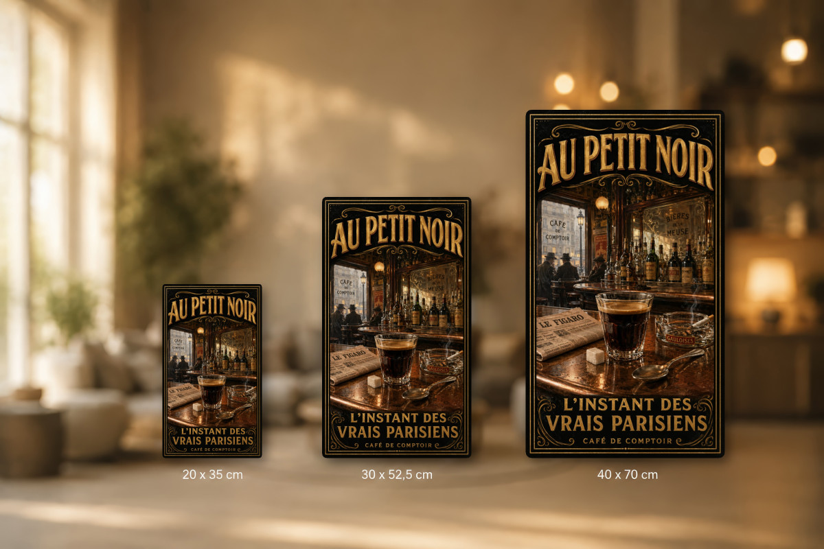 Plaques - décors mêlés #4, Affiche vintage café - Au Petit Noir
