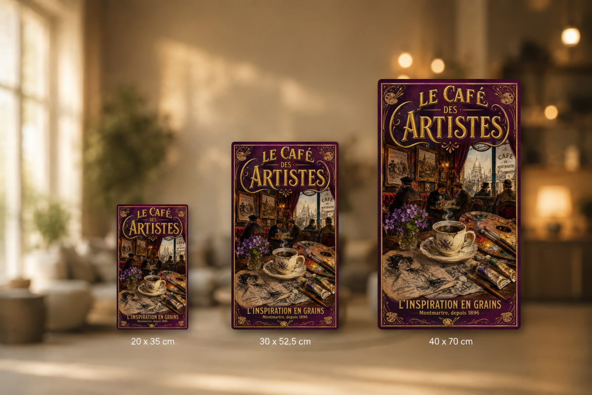 Plaques - décors mêlés #4, Affiche vintage café - Le Café des Artistes