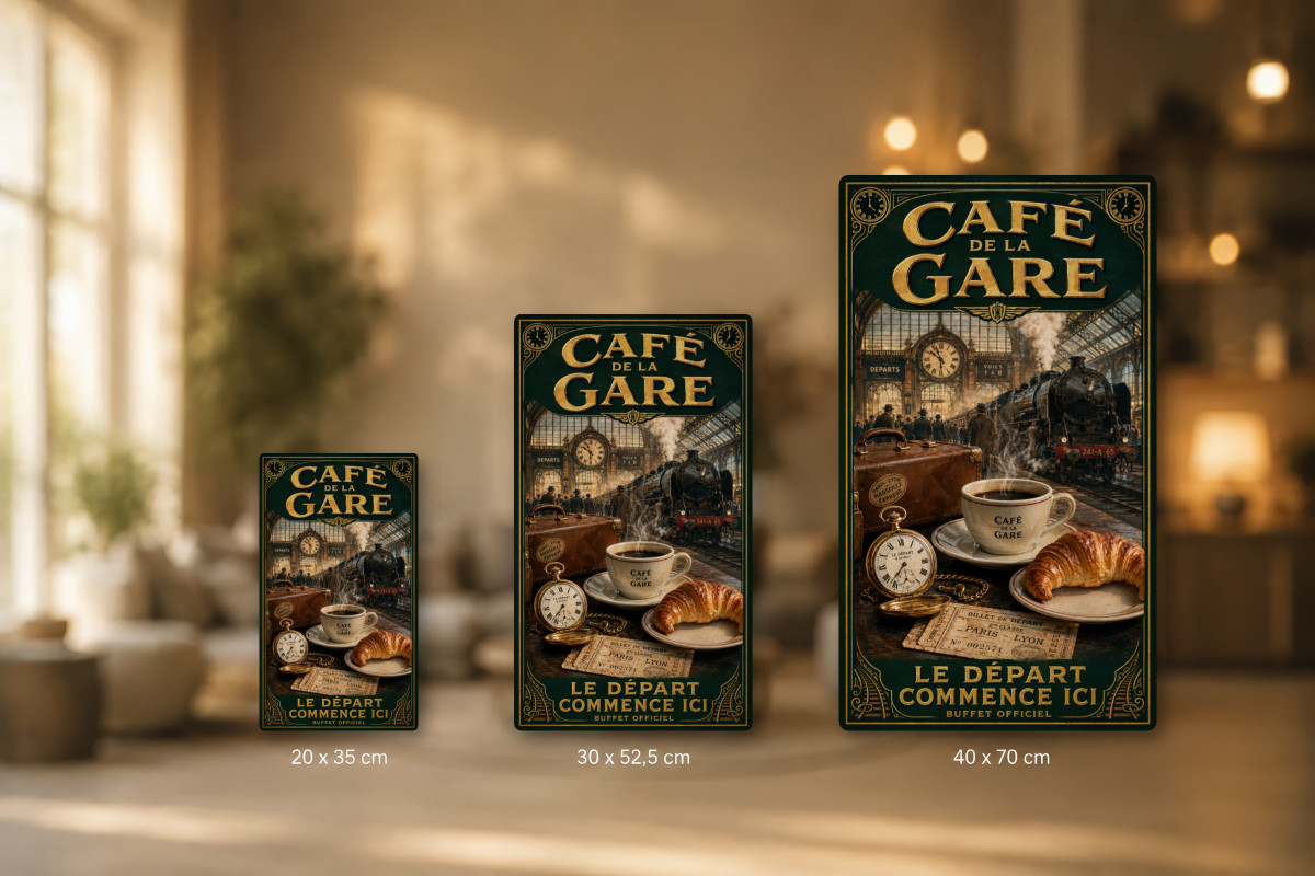 Plaques - décors mêlés #4, Affiche vintage café - Café de la Gare