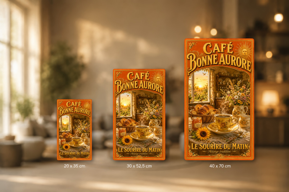 Plaques - décors mêlés #4, Affiche vintage café - Café Bonne Aurore