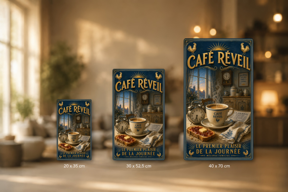 Plaques - décors mêlés #4, Affiche vintage café - Café Réveil