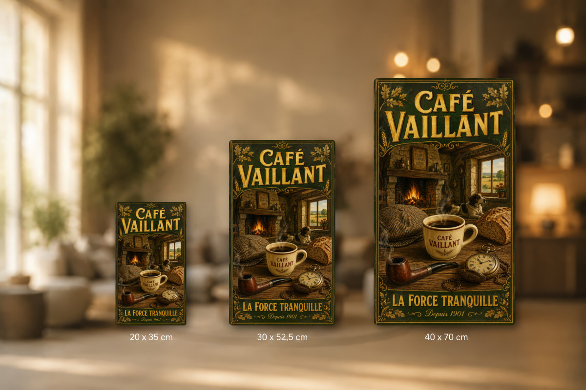 Plaques - décors mêlés #4, Affiche vintage café - Café Vaillant