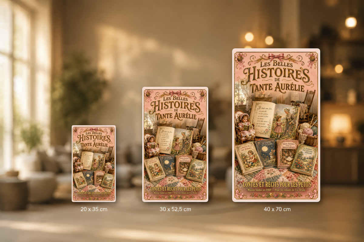 Plaques - décors mêlés #5, Affiche vintage imagerie ancienne - Les Belles Histoires de Tante Aurélie