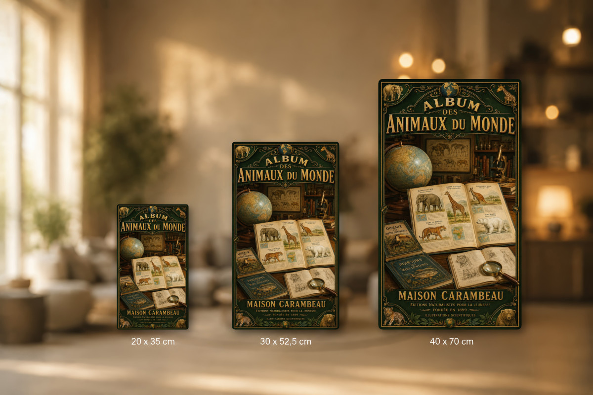 Plaques - décors mêlés #5, Affiche vintage imagerie ancienne - Album des Animaux du Monde