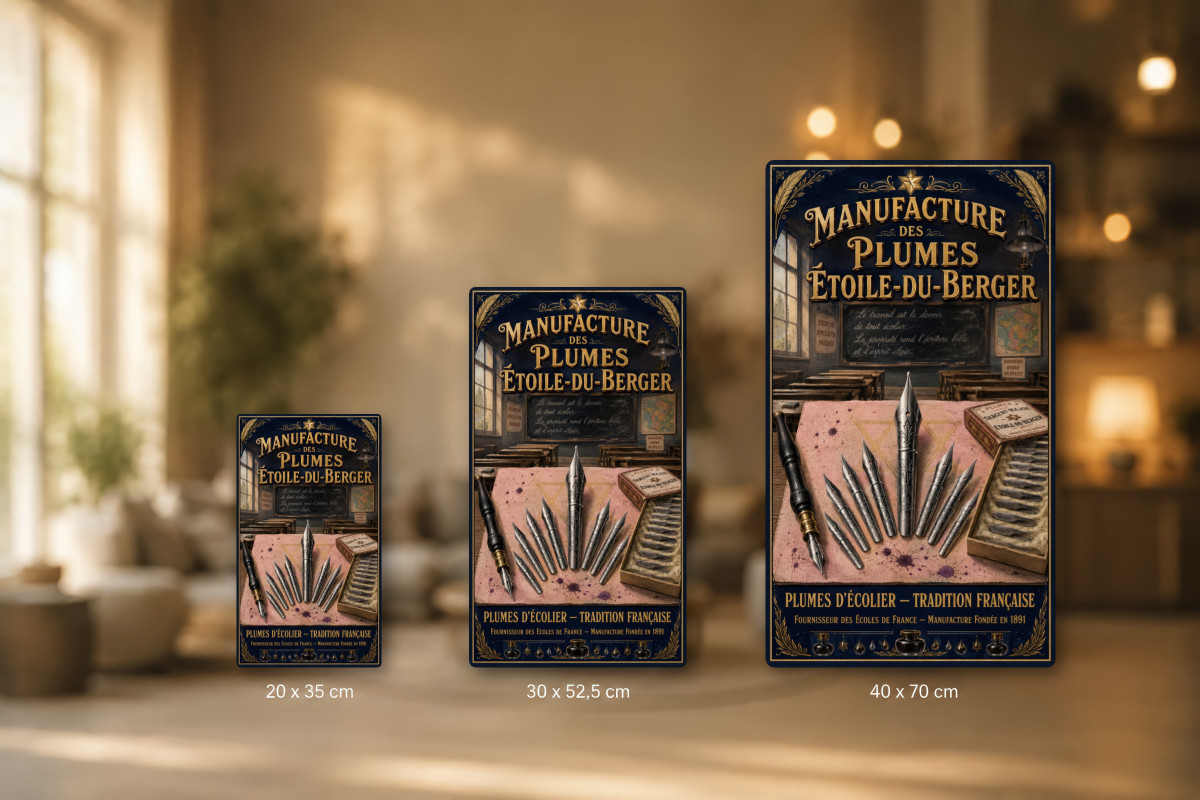 Plaques - décors mêlés #5, Affiche vintage école d’autrefois - Manufacture des Plumes Étoile-du-Berger